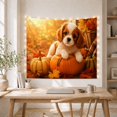 thumbnail image 5 of Cute Puppy on Pumpkin with Maple Leaves, Cozy Rustic Style for Dog Lovers, Harvest Wall Art, Housewarming Gift, Tapestry Wall Hanging for Bedroom, Living Room and Entryway, 5 of 7