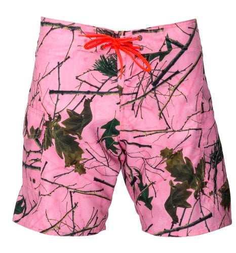 Women's Pink Camo Water Board Swimming Shorts, XS by