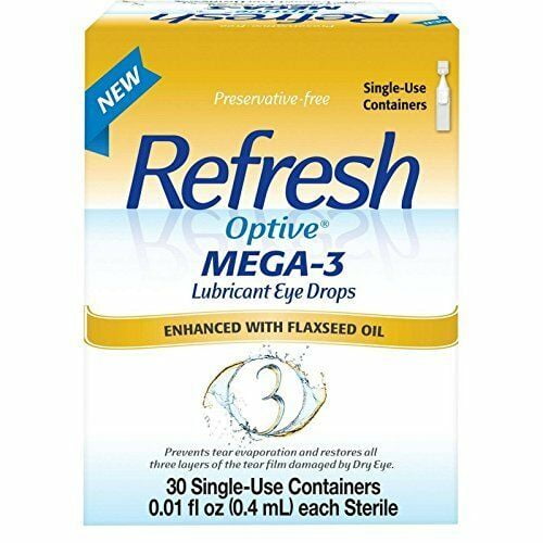 Refresh Optive Mega-3 Lubricant Eye Drops, Enhanced with Flaxseed Oil 30 ct