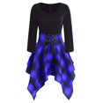 thumbnail image 1 of EIMELI Mode Femmes Robe Asymétrique à Manches Longues Col Rond Lacé Tartan Imprimé à Carreaux, 1 of 6
