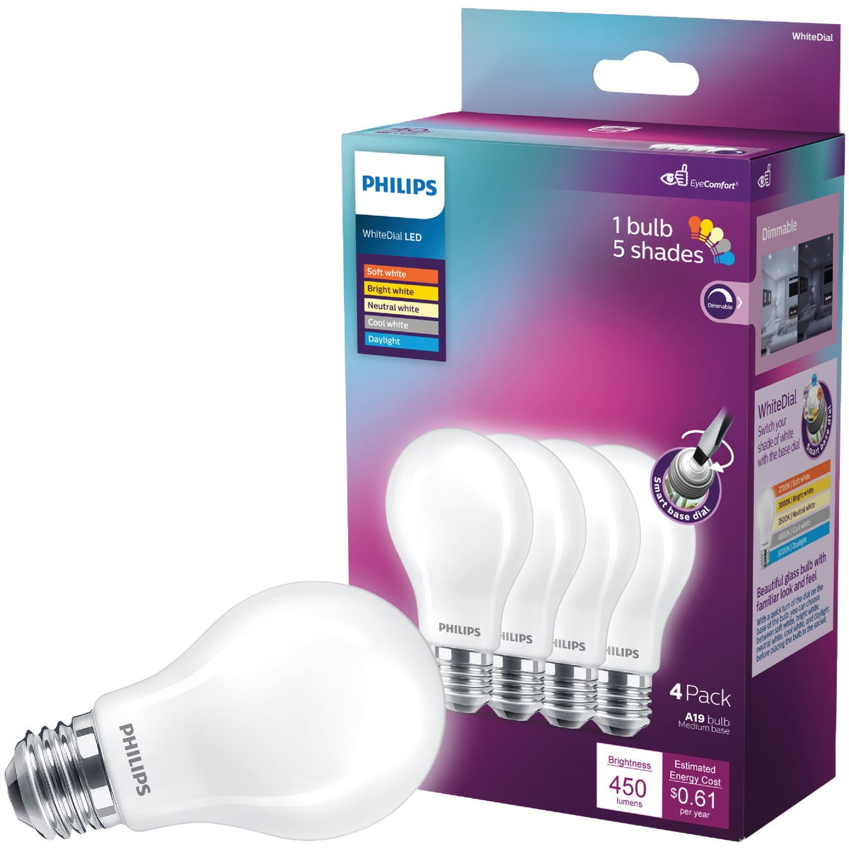 Philips Lighting LED Master LED A19 General Purpose Bulb - Dimmable, EyeComfort - 4 Pack