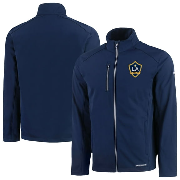 Men's Cutter & Buck  Navy LA Galaxy Evoke Eco Softshell Recycled Full-Zip Jacket