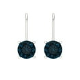 thumbnail image 3 of 2 Ct Round Cut Drop Dangle Natural London Blue Topaz 18K White Solid Solid Gold Everyday Dainty Earrings Lever Back, 3 of 7