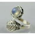 thumbnail image 4 of Navya Craft Rainbow Moonstone Round 925 Sterling Silver Handmade Women Leaf Design Ring Size 4.0, 4 of 4
