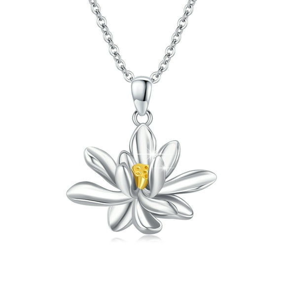 AOVEAO Lotus Pendant Necklace 925 Sterling Silver Necklaces Birthday Xmas Gift Jewelry for Women Mom Daughter Niece