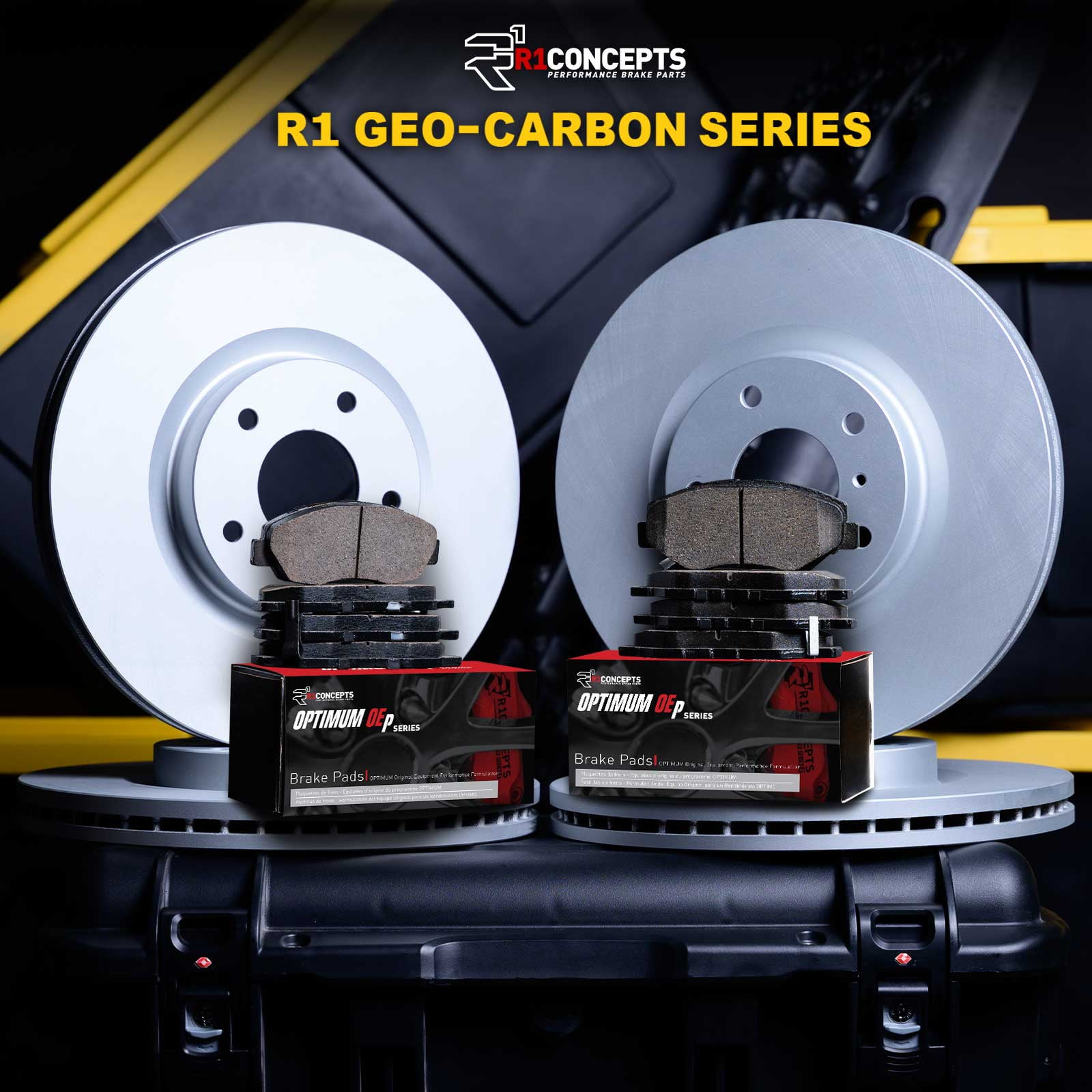 R1 Concepts Front Rear Brakes and Rotors Kit |Front Rear Brake Pads| Brake Rotors and Pads| Optimum OEp Brake Pads and Rotors WDUN2-74016