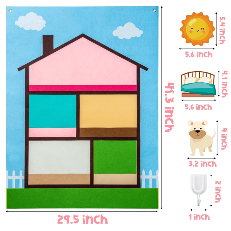 Belanttega My Home Theme Large Felt Board Classroom Wall Decoration Family Interactive Kit To Exercise Pre-school Children's Hands-on Ability Make Your Home Scene