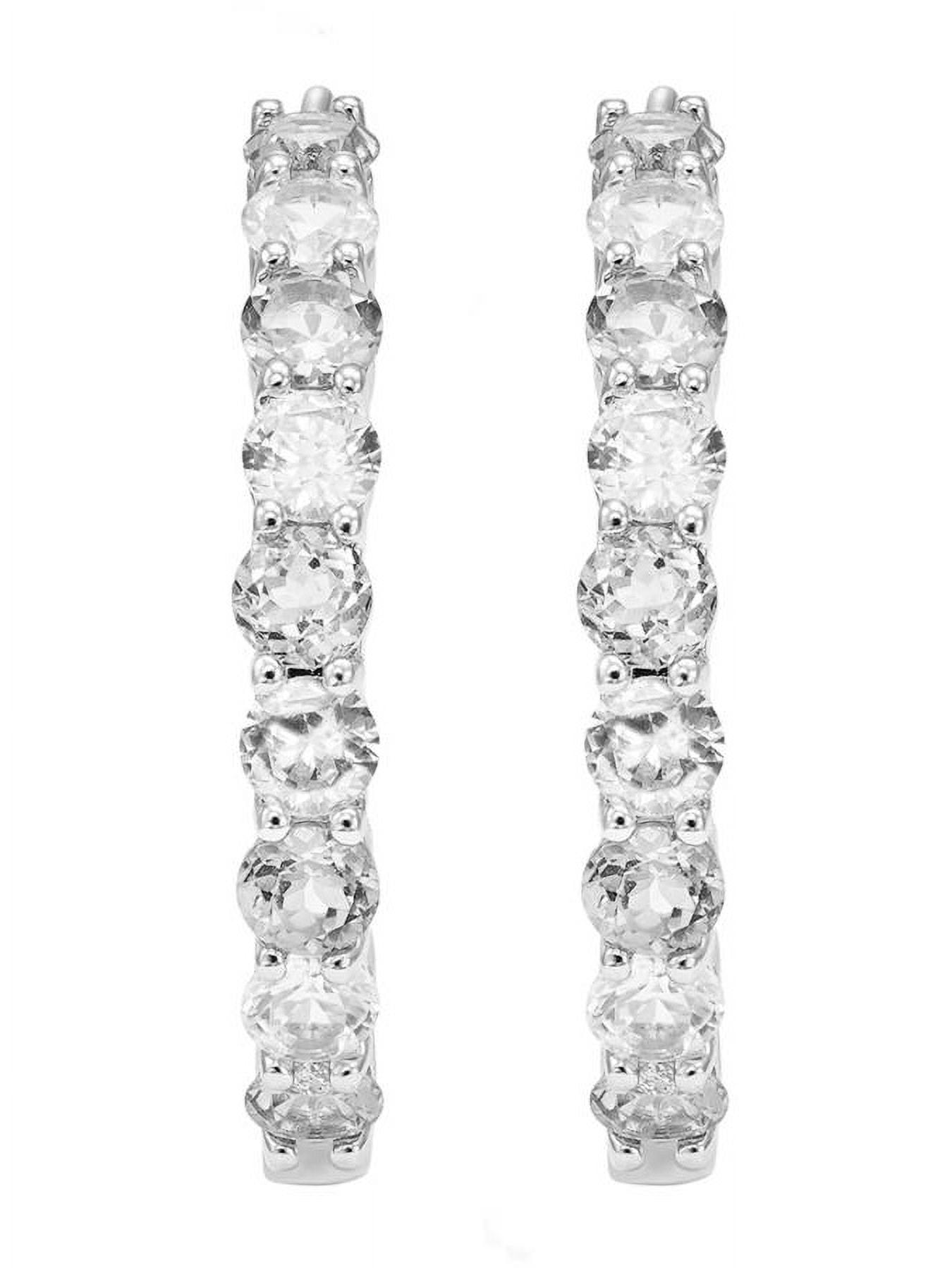 Created White Sapphire Rhodium-Plated Earrings