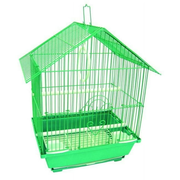13.3 x 10.8 x 17.8 in. House Top Style Medium Parakeet Cage, Green