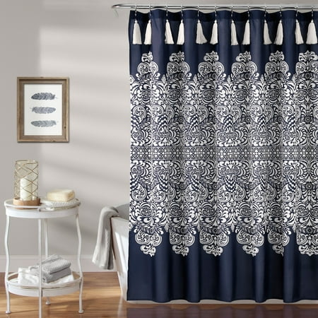 Boho Medallion Shower Curtain Navy, 72" x 72"
