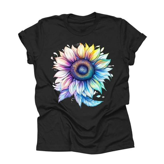 NAMTYQX Women's T-Shirts Fullprint Loose Fit Basic Short Sleeve Cool Plus Size Crewneck Print Light Fall Shirts for Women 2025 Black Size XL