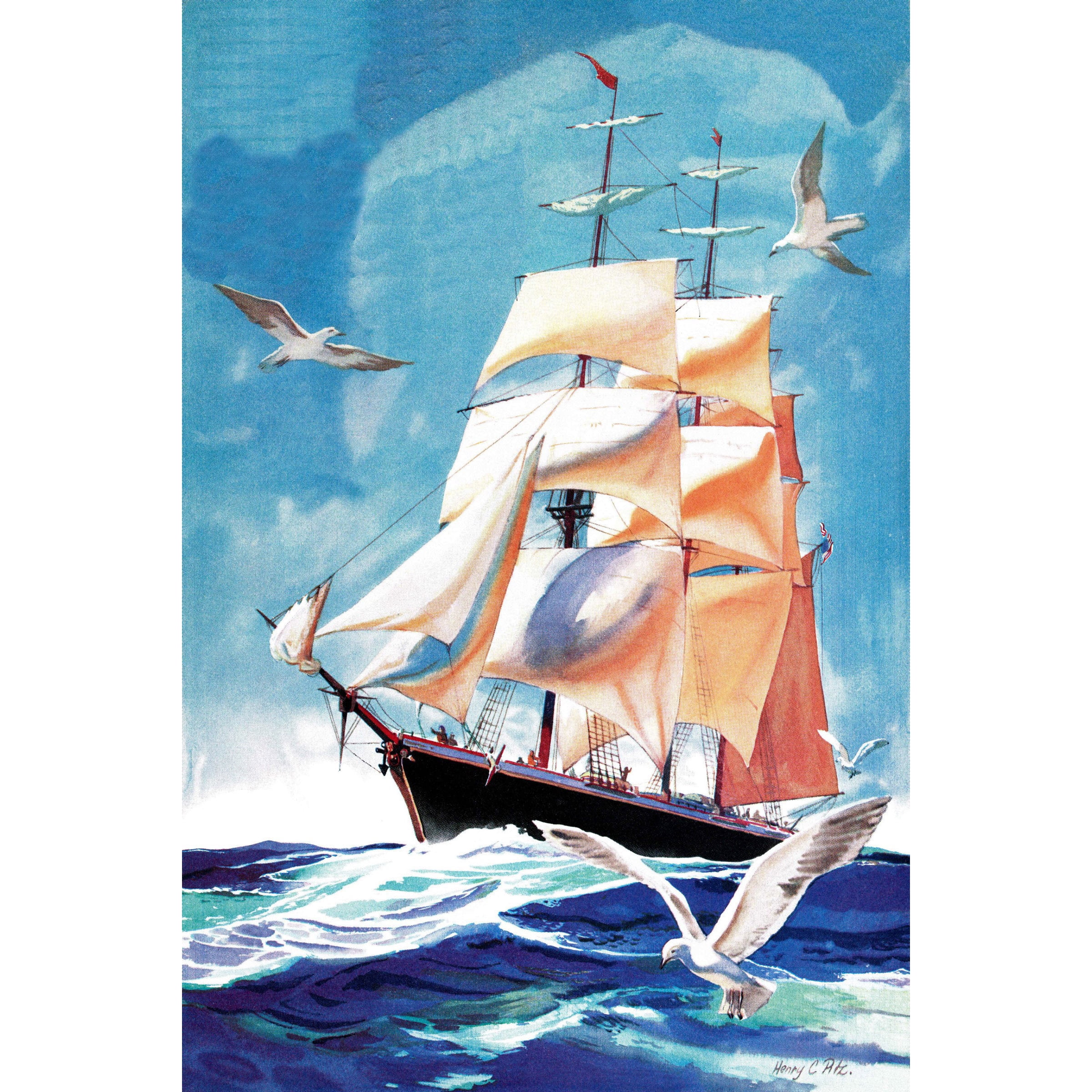 Marmont Hill "Sailing" by Curtis Painting Print on Canvas