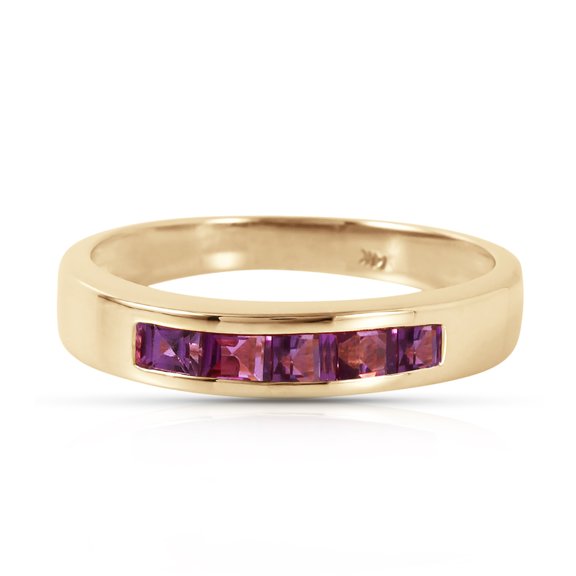 Galaxy Gold 14K Yellow Gold Natural Amethysts Ring - February Birthstone - Peace & Wisdom - Sizes 5.5 to 11 - Fine Jewelry for Women