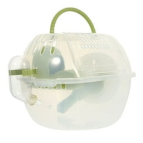 KONTONTY Green Plastic Hamster Travel Cage with Ventilation for Easy and Safe Outdoor Small Pet Transport
