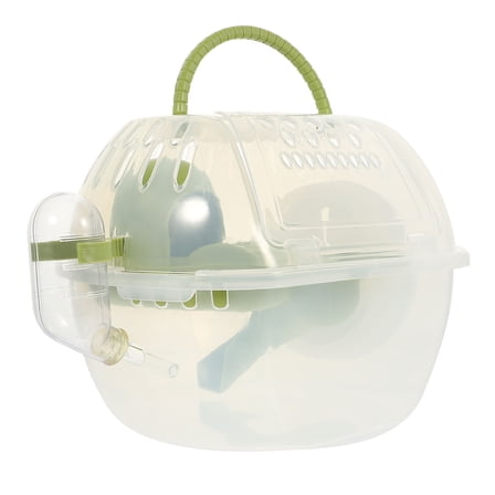 KONTONTY Green Plastic Hamster Travel Cage with Ventilation for Easy and Safe Outdoor Small Pet Transport