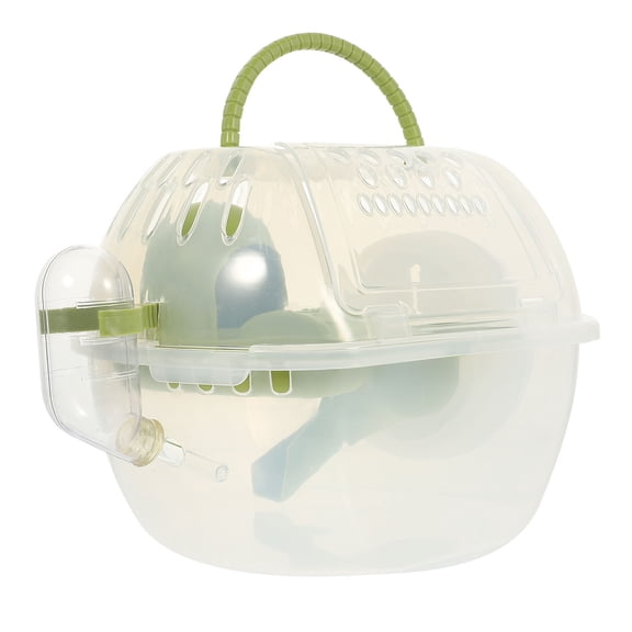 KONTONTY Green Plastic Hamster Travel Cage with Ventilation for Easy and Safe Outdoor Small Pet Transport