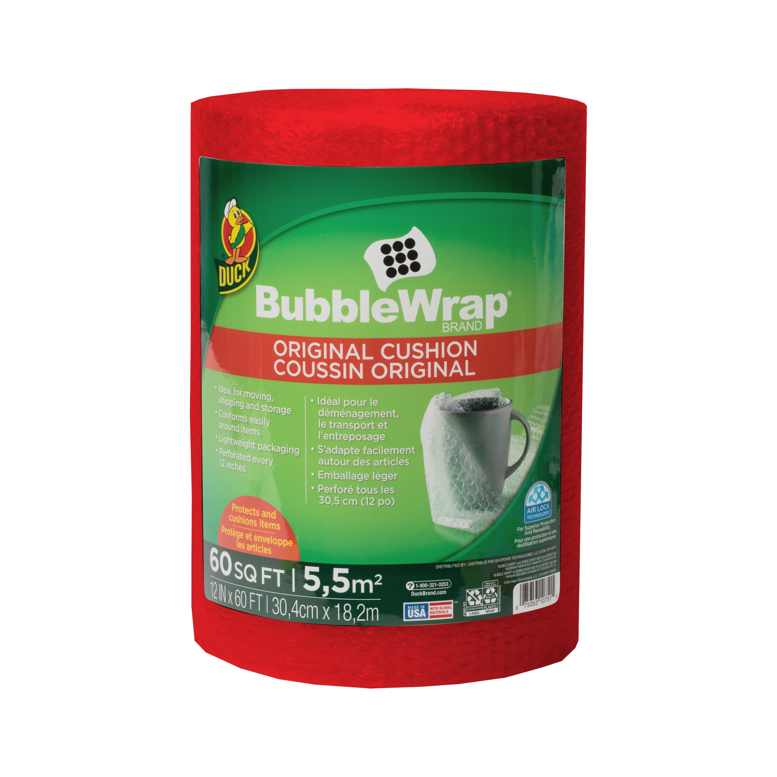 Perforated Every 12 12 x 15 1304499 5/16 Large Bubble Cushioning Duck Brand Large Bubble Wrap Roll