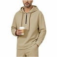 thumbnail image 2 of Gamivast Pullover Hoodie for Men Quarter Zip Hooded Sweatshirt Soft Lightweight Long Sleeve Tops with Drawstring Casual Athletic Shirts for Workout Daily Wear Lounge Khaki L, 2 of 7