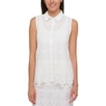 thumbnail image 1 of Tommy Hilfiger Womens Lace Button Up Shirt, Off-White, Small, 1 of 1