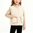 thumbnail image 1 of Chaqueta cálida sin mangas con botones de color liso para niños, chaqueta informal con capucha, blusa de poliéster para niños, 1 of 7