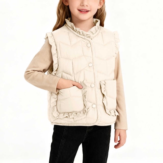 Chaqueta cálida sin mangas con botones de color liso para niños, chaqueta informal con capucha, blusa de poliéster para niños
