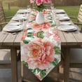thumbnail image 6 of Pink Peony Blossom Table Runner Linen Burlap Table Runner 72 Inches Long Spring Botanical Floral Watercolor Dresser Scarves for Kitchen Island Coffee Dining Party Wedding Holiday Decor 14"x72", 6 of 8