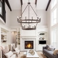 thumbnail image 2 of ACROMA  20-light Modern Farmhouse 40In Round Wagon Wheel Chandelier with UL Oil Rubbed Bronze Weathered, Satin, Antiqued Adjustable, Over 60 Inches, 2 of 5