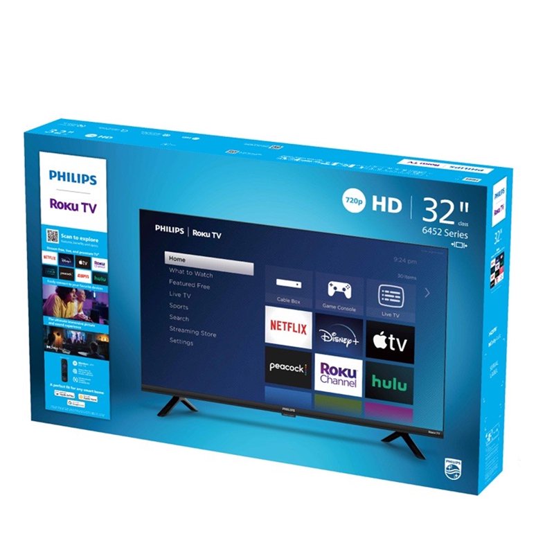 Philips 32" Class HD (720P) Smart Roku Borderless LED TV (32PFL6452/F7) gallery view