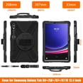 thumbnail image 4 of Dteck Case for Samsung Galaxy Tab S10 Plus (2024) / Tab S9 FE+ Plus /Tab S9 Plus /Tab S8 Plus /Tab S7 Plus /Tab S7 FE 12.4 Inch Shockproof Rugged Case with Pen Holder Rotating Stand & Strap,Black, 4 of 10