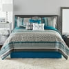 Mainstays Princeton Teal Stripe 7 Piece Comforter Bedding Set