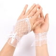 thumbnail image 3 of TEAJOPSUU Women Fingerless Lace Gloves Short Sheer Floral Gloves Opera Tea Gloves Sun Protection Gloves Halloween Accessories C-White, 3 of 3