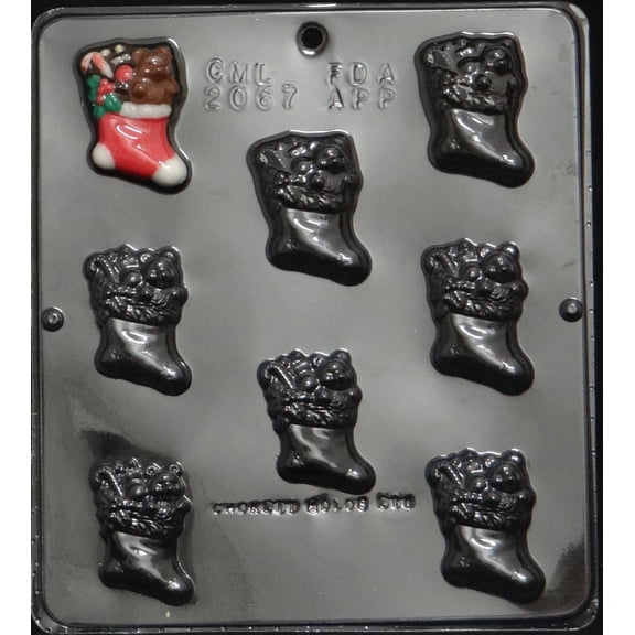 2067 Christmas Stocking Pieces Chocolate Candy Mold