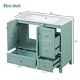 thumbnail image 5 of Modern Bathroom Vanity with Sink Combo, 3 Storage Drawers and 2 Doors, Bathroom Cabinet with Built-in Charging Station, Green, 5 of 7