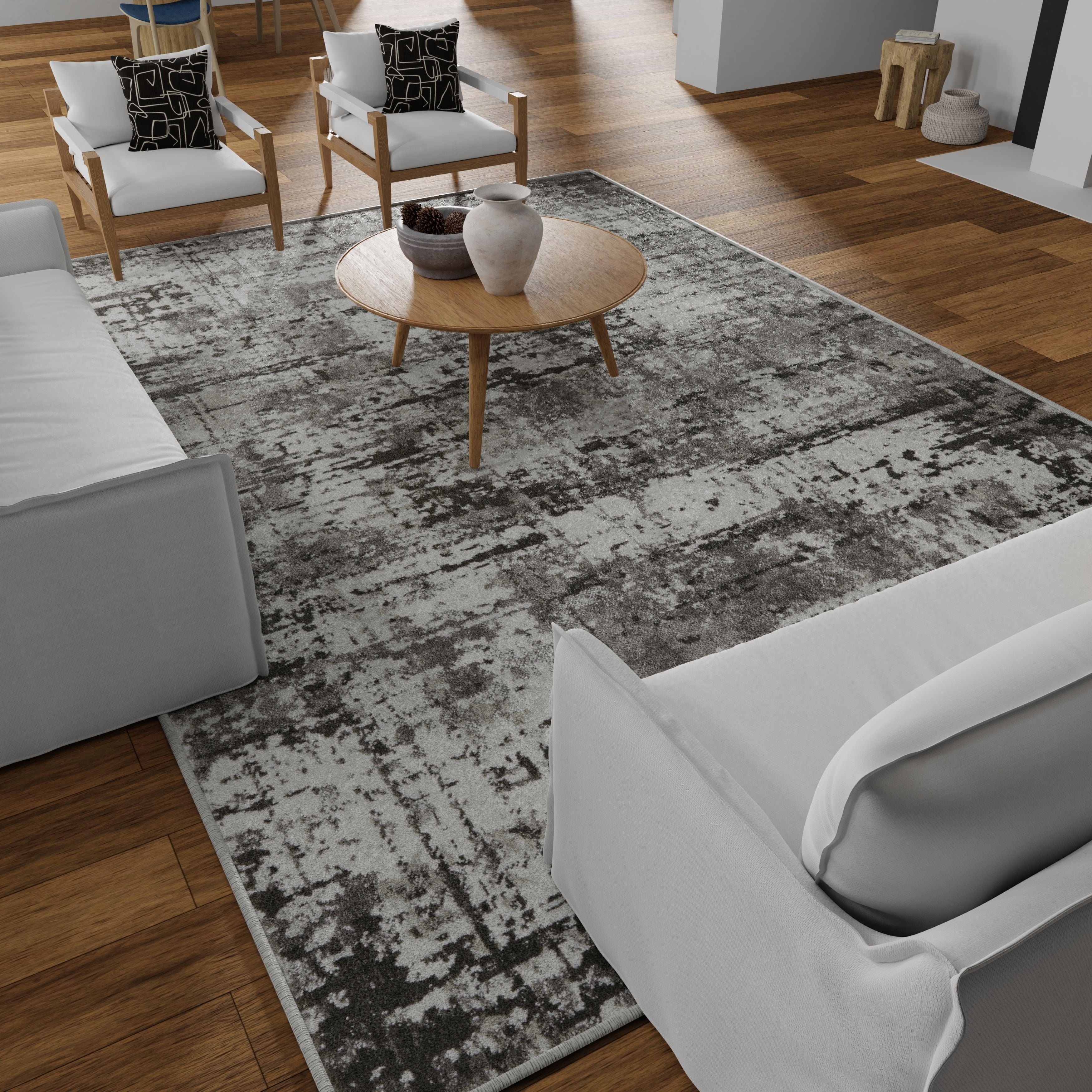 Loomaknoti Rhane Vailin 4' x 6' Gray Abstract Indoor Area Rug