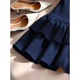 thumbnail image 5 of Navy Blue Sleeveless Fit & Flare Mini Dress With Tiered Ruffle Skirt And Bow Detail, 5 of 8