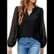 thumbnail image 1 of Blusas Elegantes e Informales para Mujer, con Mangas Largas Transparentes y Cuello en V, Holgadas y Vaporosas de para el Trabajo y la Oficina. Negro XL, 1 of 9
