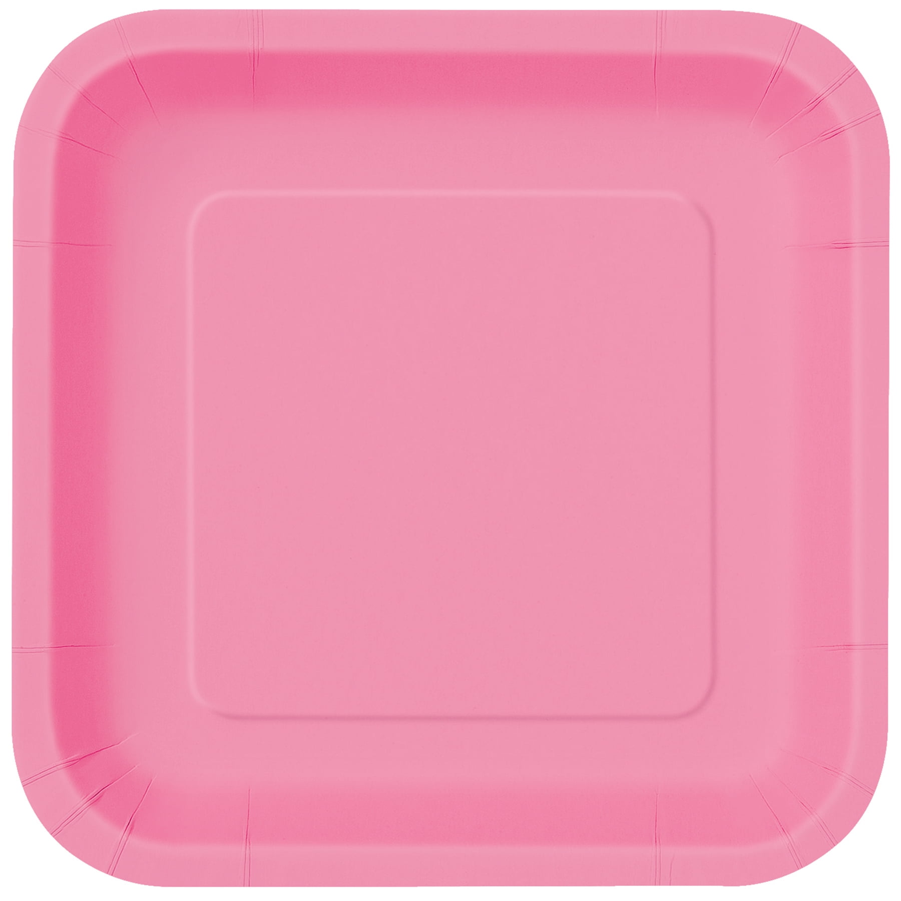 Square Paper Plates, 7 in, Hot Pink, 16ct