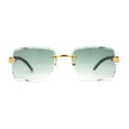 thumbnail image 3 of 90s Music Mogul Gangster Rapper Rimless Narrow Rectangle Luxury Sunglasses Gold Black Green, 3 of 4