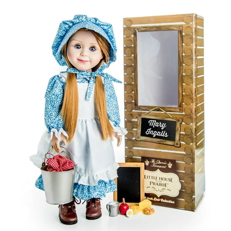 Officially Licensed Little House on the Prairie 18 Inch Mary Ingalls Doll. Complete with Lunch Pail & Food & Chalk