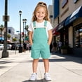 thumbnail image 2 of Landzoo Girls Shorts Solid Color Elastic Waist With Pockets Summer Cozy Soft Girls Overalls Shorts Size 12-13 Years Mint Green, 2 of 9