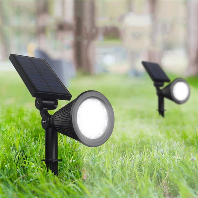 Lámpara solar de 12 LED Foco de césped al aire libre Luz de enchufe de tierra colorida (Blanco)