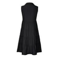 thumbnail image 5 of RQYYD Women's Solid Color Nightshirt Notch V Neck Sleeveless Button Down Nightdress Cotton Linen Nightgown 2024, 5 of 6