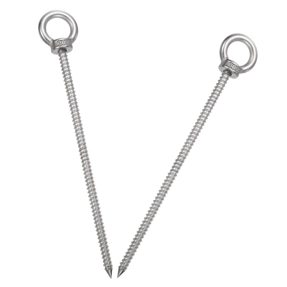 Uxcell 2Pcs M6x150mm Eye Hooks 7x1.1x1.1" 304 Stainless Steel Eye Bolts