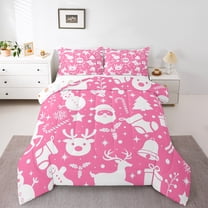 Castle Fairy Santa Claus Snowman Deer Full Size Comforter Sets 3-Piece for Boys Girls,Merry Christmas Xmas Bedding Comforter Set,Happy New Year Lightweight Bedding Sets,Breathable Home Decor