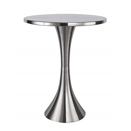 Grandview Gallery Round Metal Brushed Nickel Side Accent Table 24  H x 19  D