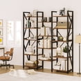 thumbnail image 2 of Danolapsi Triple Wide 5 Tier Book Shelf,Rustic Industrial Style Book Shelves with Open Display Shelves,Modern Bookcases and Bookshelves Furniture for Bedroom,Living Room and Home Office, 2 of 7
