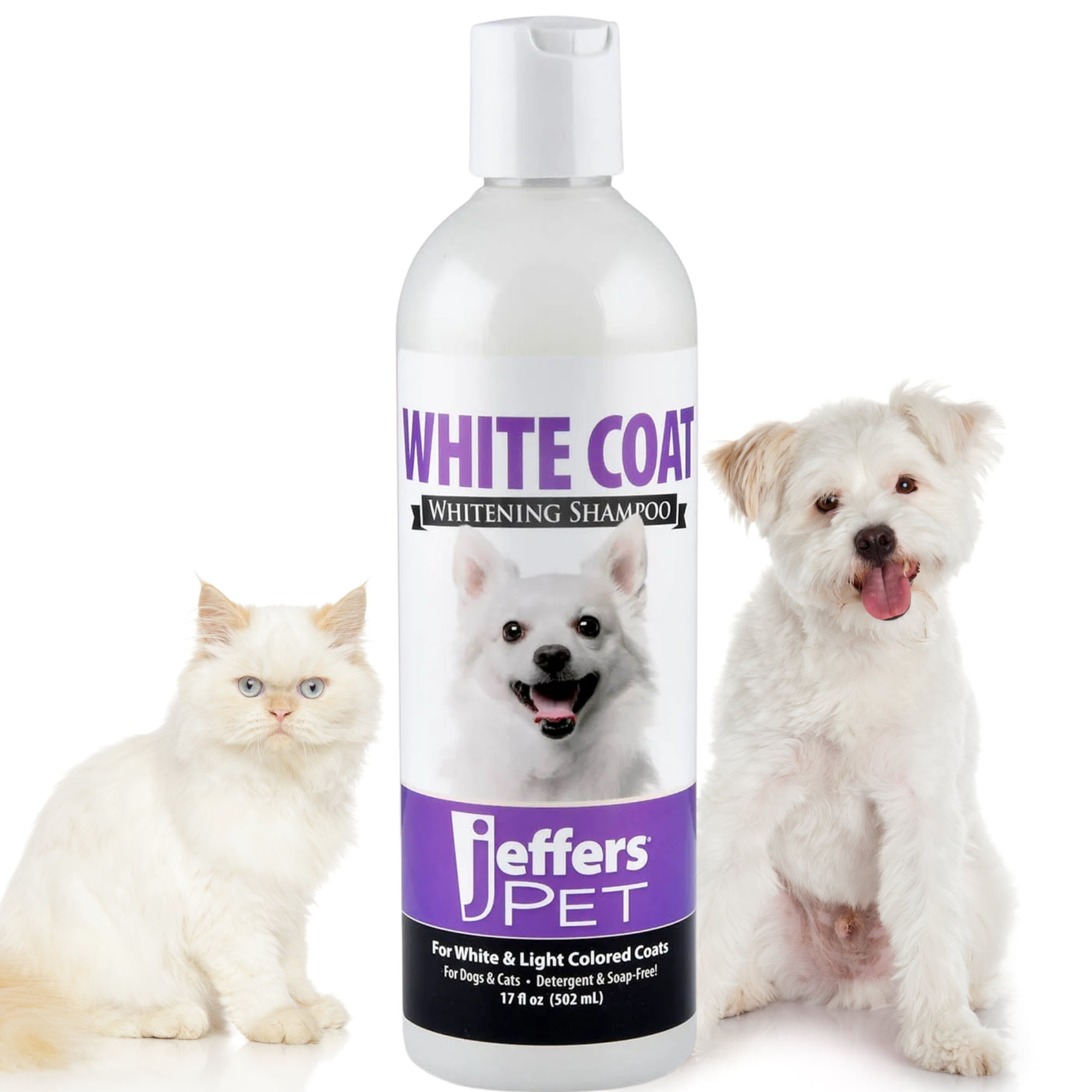 Jeffers Pet White Coat Whitening Shampoo for Dogs & Cats 17 oz – Concentrated Coconut Based Soap Free Grooming Shampoo, Berry Scent Conditioning Coat Care Formula, White & Light Coat Essentials
