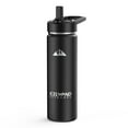thumbnail image 3 of Insulated Stainless Steel Water Bottle with Straw and Flip Top Lid, Fits Cup Holder, Double Walled Vacuum Sealed, Leak and Sweat Proof Black 24oz, 3 of 8