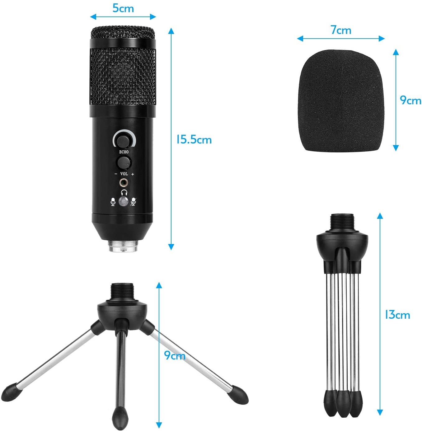 PENGXIANG USB Microphone for Computer, Professional Studio Cardioid Condenser Mic Kit Compatible with Mac PC Laptop for Skype YouTube Teaching Gaming Recording