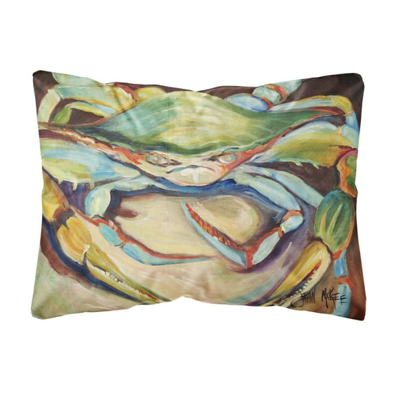 Carolines Treasures JMK1097PW1216 Blue Crab Canvas Fabric Decorative Pillow  12H x16W multicolor
